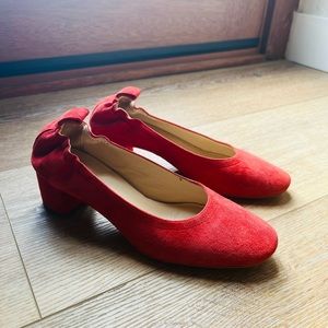 Everlane Red Suede Day Heels - Size 6